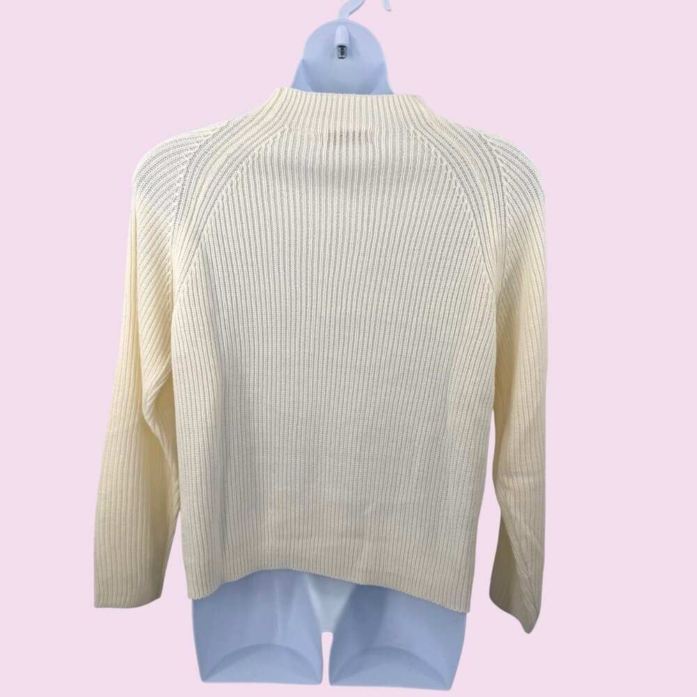 CAROLYN TAYLOR ESSENTIALS IVORY RIBBED MOCK NECK SWEATER - L - Picture 3 of 3